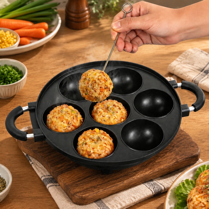 Egg Waffle Pan - Forma aluminiowa z 7 wgłębieniami do